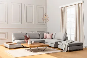Tulima Soffa med Schäslong m Pall Höger - Ljusgrå/Natur - Möbler - Soffa - Hörnsoffa
