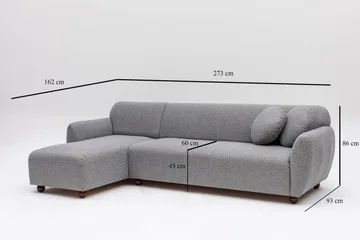 Whitecliffs Divansoffa 3-sits - Grå - Möbler - Soffa - Divansoffor & schäslongsoffa - 3 sits soffa med divan