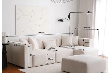 Yolo Hörnsoffa 4-sits - Vit - Möbler - Soffa - Divansoffor & schäslongsoffa - 4 sits soffa med divan