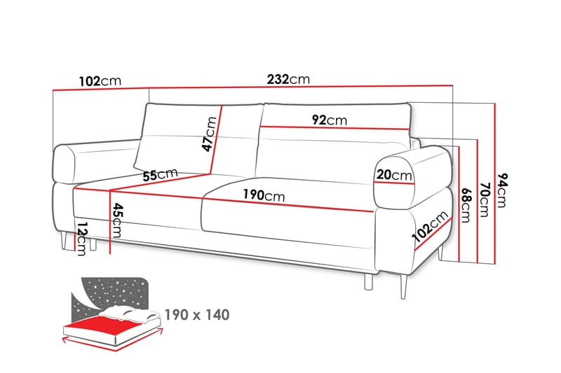 Hawara Bäddsoffa 2-sits - Grå - Möbler - Soffa - Bäddsoffa