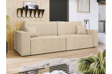 Hobson Bäddsoffa 3-sits i Plysch - Beige - Möbler - Soffa - Bäddsoffa