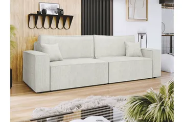 Hobson Bäddsoffa 3-sits i Plysch - Vit - Möbler - Soffa - Bäddsoffa