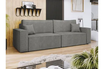 Hobson Bäddsoffa 3-sits i Plysch - Grå - Möbler - Soffa - Bäddsoffa