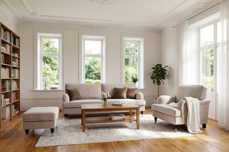 Howard Classic 3-sits Sammetsoffa - Beige - Möbler - Soffa - Sammetssoffa