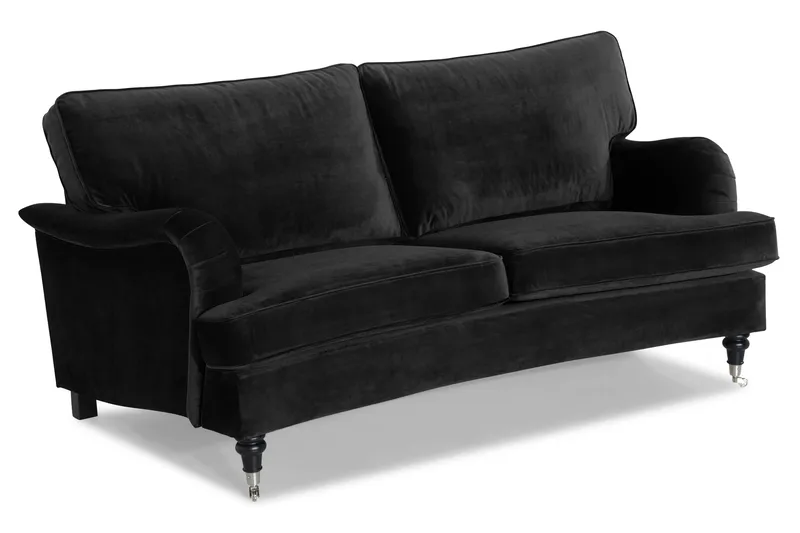 Howard Classic 2-sits Svängd Sammetssoffa - Svart - Möbler - Soffa - Howardsoffor