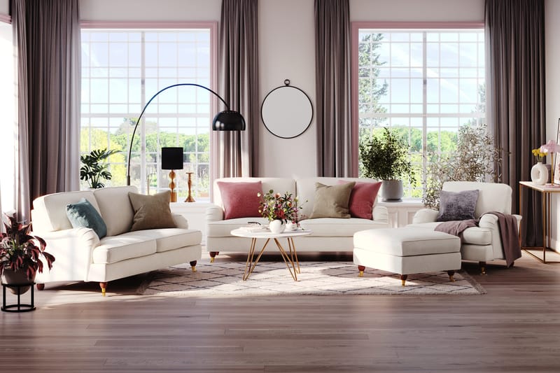 Howard Lyx 2-sits Sammetssoffa - Krämvit - Möbler - Soffa - Howardsoffor
