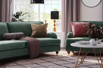 Howard Lyx 3-sits Svängd Sammetssoffa - Mörkgrön - Möbler - Soffa - Howardsoffor