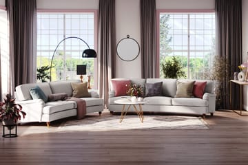 Howard Lyx 4-sits Svängd Tygsoffa - Ljusgrå - Möbler - Soffa - Howardsoffor