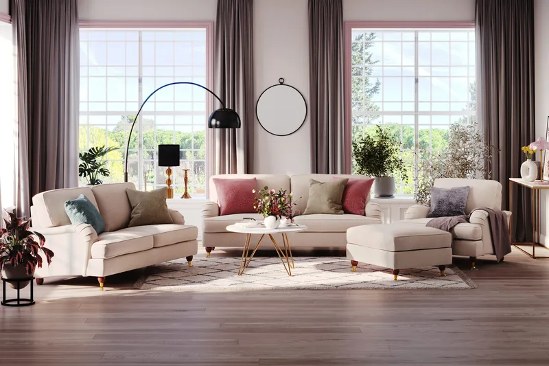 Howard Lyx 4-sits Tygsoffa - Beige - Möbler - Soffa - Howardsoffor