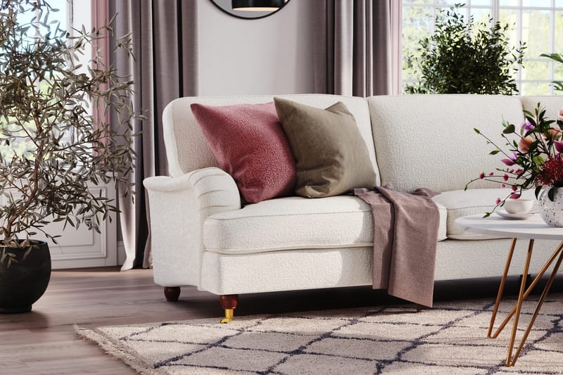 Howard Lyx 6-sits Högervänd L-formad Hörnsoffa i Bouclé - Vit - Möbler - Soffa - Howardsoffor