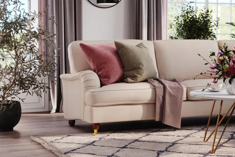 Howard Lyx 6-sits Högervänd L-formad Hörnsoffa i Manchester - Beige - Möbler - Soffa - Howardsoffor