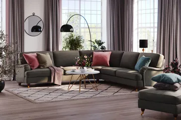 Howard Lyx 6-sits Högervänd L-formad Hörnsoffa i Manchester - Mörkgrå - Möbler - Soffa - Howardsoffor