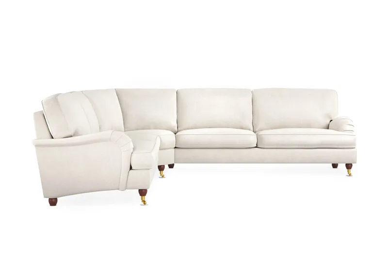 Howard Lyx 6-sits Högervänd L-formad Hörnsoffa i Sammet - Krämvit - Möbler - Soffa - Howardsoffor