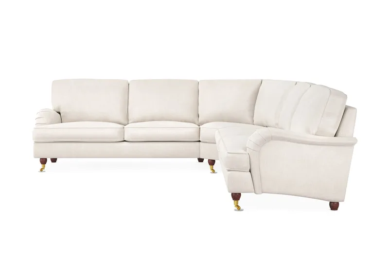Howard Lyx 6-sits Högervänd L-formad Hörnsoffa i Sammet - Krämvit - Möbler - Soffa - Howardsoffor