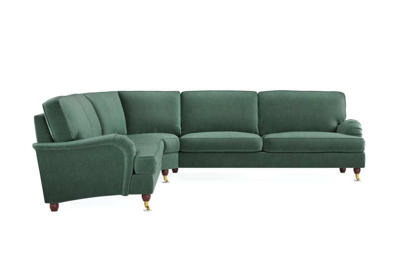 Howard Lyx 6-sits Högervänd L-formad Hörnsoffa i Sammet - Mörkgrön - Möbler - Soffa - Howardsoffor