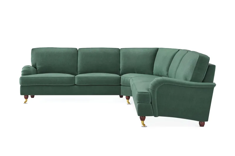Howard Lyx 6-sits Högervänd L-formad Hörnsoffa i Sammet - Mörkgrön - Möbler - Soffa - Howardsoffor