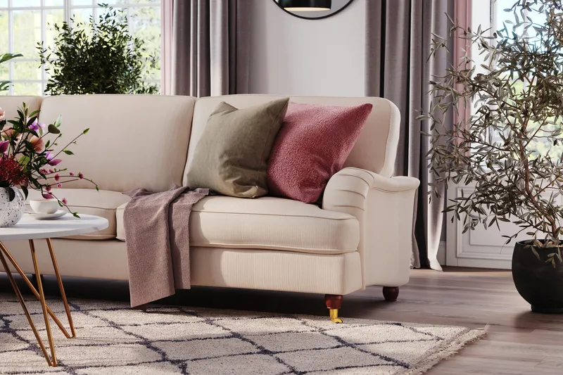 Howard Lyx 6-sits Vänstervänd L-formad Hörnsoffa i Manchester - Beige - Möbler - Soffa - Howardsoffor