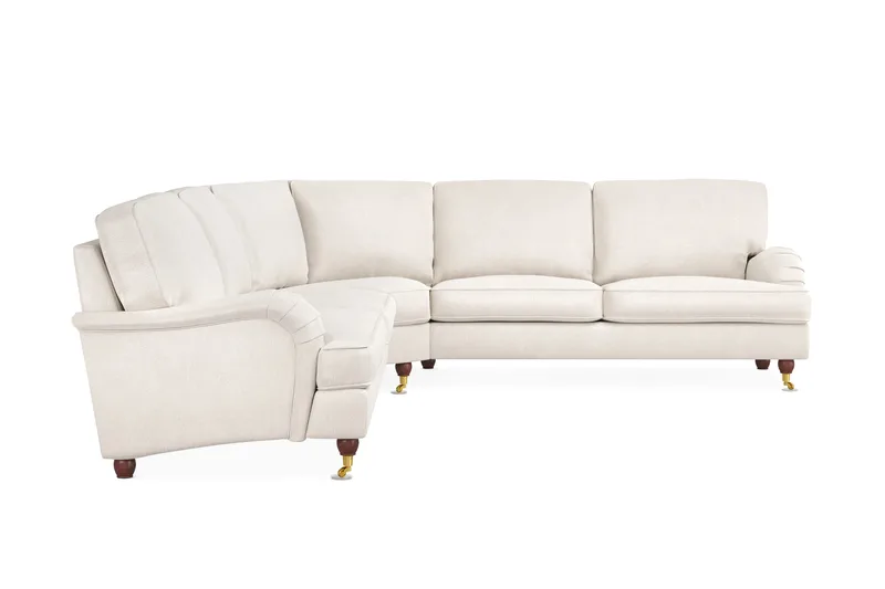 Howard Lyx 6-sits Vänstervänd L-formad Hörnsoffa i Sammet - Krämvit - Möbler - Soffa - Howardsoffor