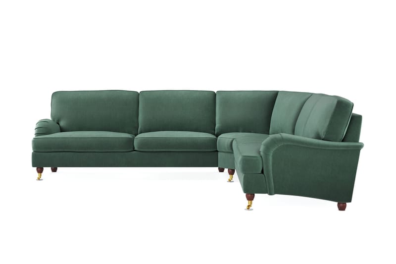 Howard Lyx 6-sits Vänstervänd L-formad Hörnsoffa i Sammet - Mörkgrön - Möbler - Soffa - Howardsoffor