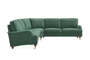 Howard Lyx 6-sits Vänstervänd L-formad Hörnsoffa i Sammet - Mörkgrön - Möbler - Soffa - Howardsoffor