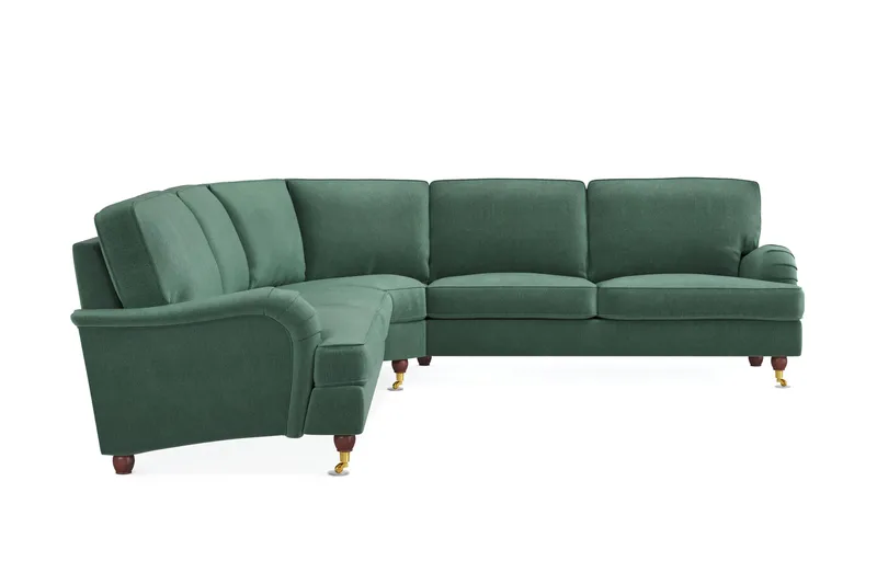 Howard Lyx 6-sits Vänstervänd L-formad Hörnsoffa i Sammet - Mörkgrön - Möbler - Soffa - Howardsoffor