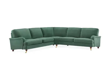 Howard Lyx 6-sits Vänstervänd L-formad Hörnsoffa i Sammet - Mörkgrön - Möbler - Soffa - Howardsoffor