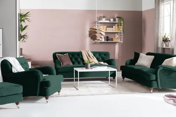 Howard Riviera 3-sits Svängd Sammetssoffa - Grön - Möbler - Soffa - Howardsoffor