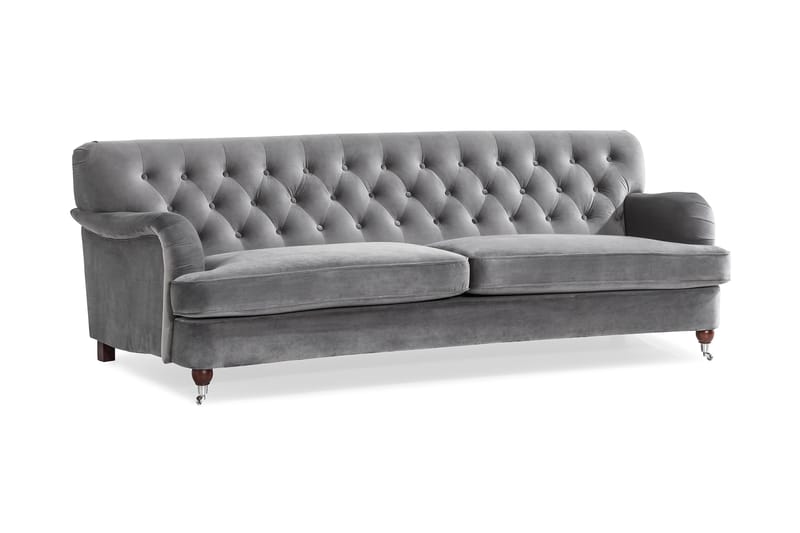 Howard Riviera 3-sits Svängd Sammetssoffa - Ljusgrå - Möbler - Soffa - Howardsoffor