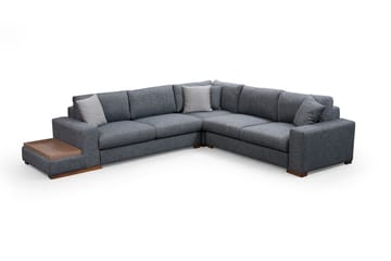 Huelva 5-sits Vänstervänd L-formad Hörnsoffa 323 cm med Sidobord i Tyg - Grå - Möbler - Soffa - Hörnsoffa
