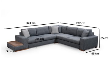 Huelva 5-sits Vänstervänd L-formad Hörnsoffa 323 cm med Sidobord i Tyg - Grå - Möbler - Soffa - Hörnsoffa
