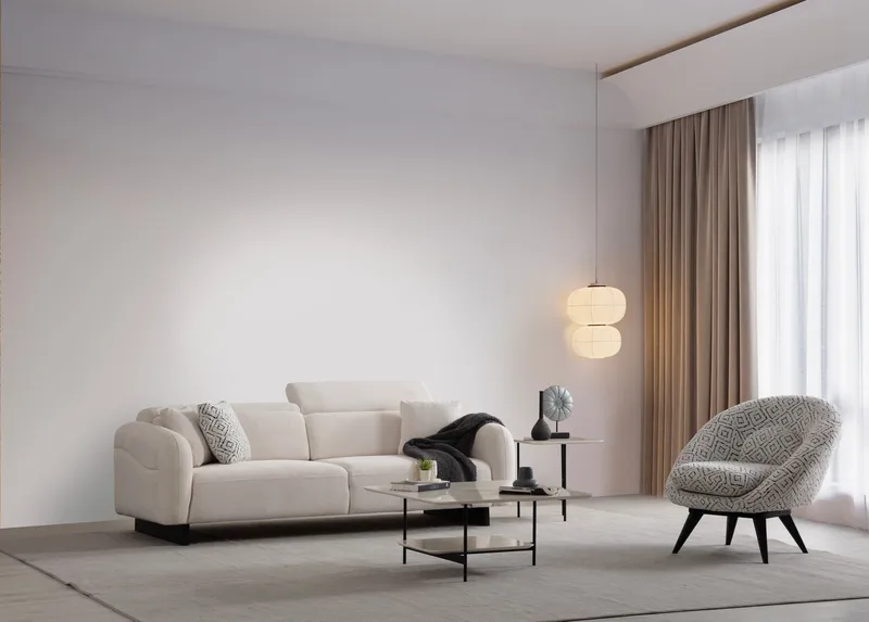 Ingang 3-sits Soffa Chenille - Vit - Möbler - Soffa - 3 sits soffa