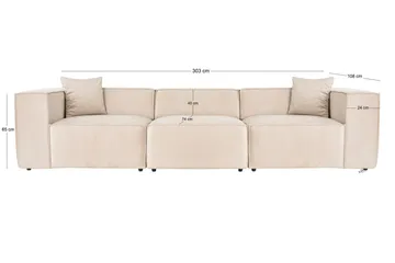 Kaolins Soffa 3-sits - Cream - Möbler - Soffa - Modulsoffor - Komplett modulsoffa