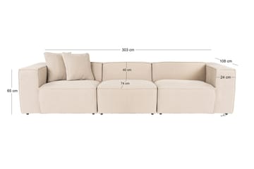 Kaolins Soffa 3-sits - Peach - Möbler - Soffa - Modulsoffor - Komplett modulsoffa
