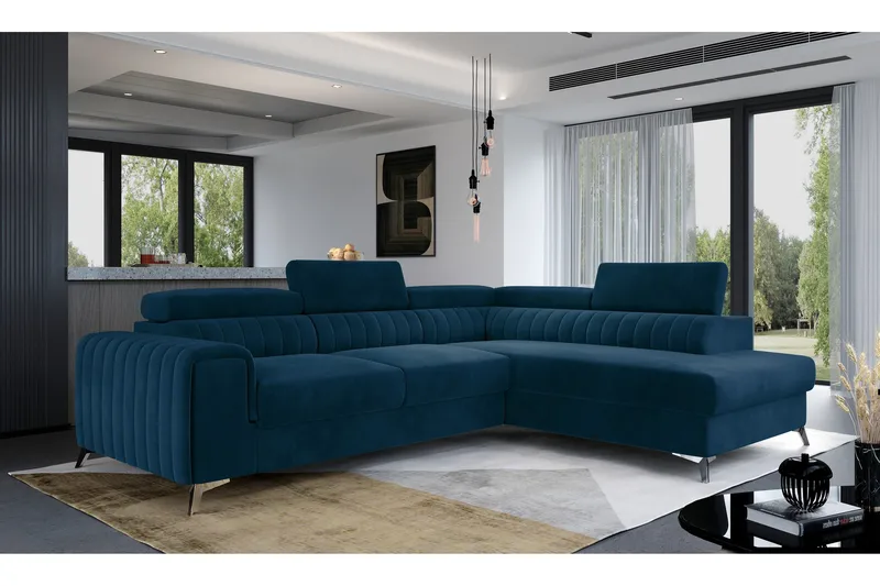 Laurece Schäslongsoffa Höger - Blå - Möbler - Soffa - Bäddsoffa