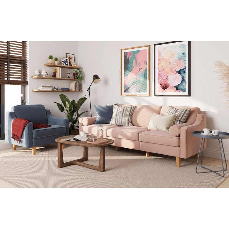 Lorvas 3-sits Soffa - Ljusröd - Möbler - Soffa - Sammetssoffa