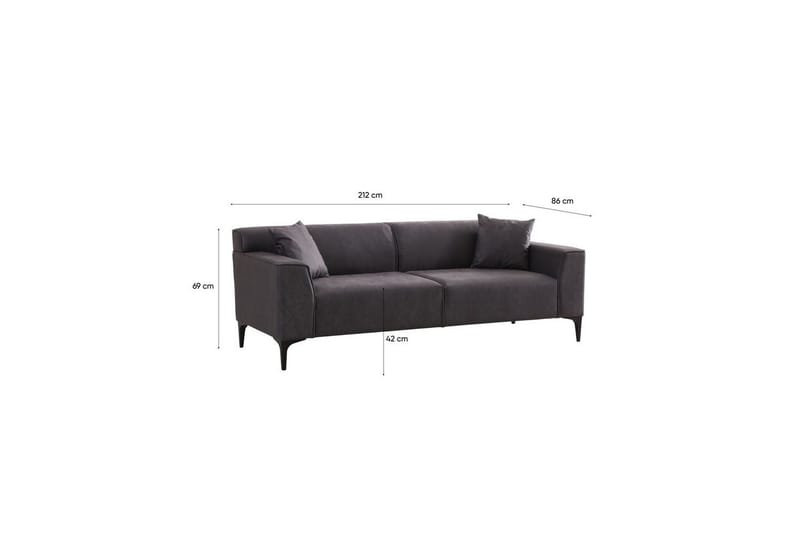 Malpani Soffa 3-sits - Antracit - Möbler - Soffa - 3 sits soffa
