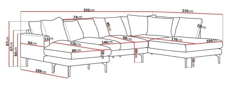 Menard 4-sits Högervänd Stor U-formad Djup Soffa med Divan och Schäslong i Manchester - Greige - Möbler - Soffa - U-soffa