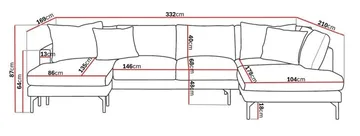 Menard 4-sits Högervänd Stor U-formad Djup Soffa med Divan och Schäslong i Tyg - Brun - Möbler - Soffa - U-soffa