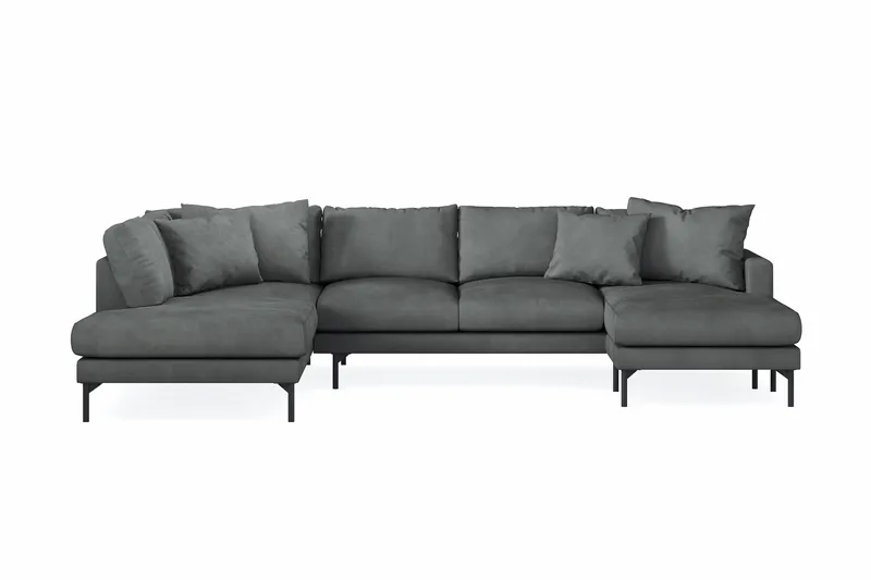 Menard 4-sits Vänstervänd Stor U-formad Djup Soffa med Divan och Schäslong i Manchester - Grå - Möbler - Soffa - U-soffa