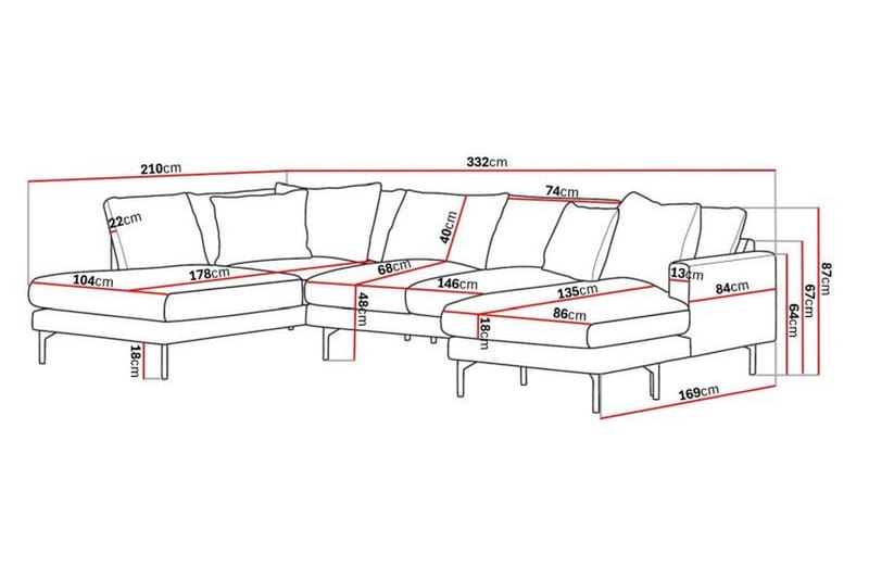 Menard 4-sits Vänstervänd Stor U-formad Djup Soffa med Divan och Schäslong i Manchester - Grön - Möbler - Soffa - U-soffa