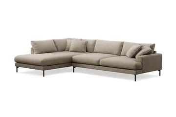 Menard Premium 5-sits Vänstervänd L-formad Djup Schäslongsoffa i Tyg - Brun - Möbler - Soffa - Divansoffor & schäslongsoffa