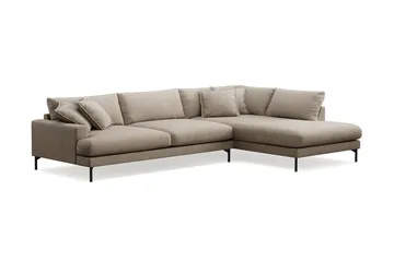 Menard Premium 5-sits Högervänd L-formad Djup Schäslongsoffa i Tyg - Brun - Möbler - Soffa - Divansoffor & schäslongsoffa