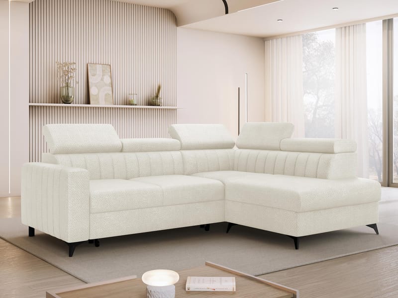 Milano 4-sits Bäddsoffa schäslong höger med förvaring - beige - Möbler - Soffa - Bäddsoffa