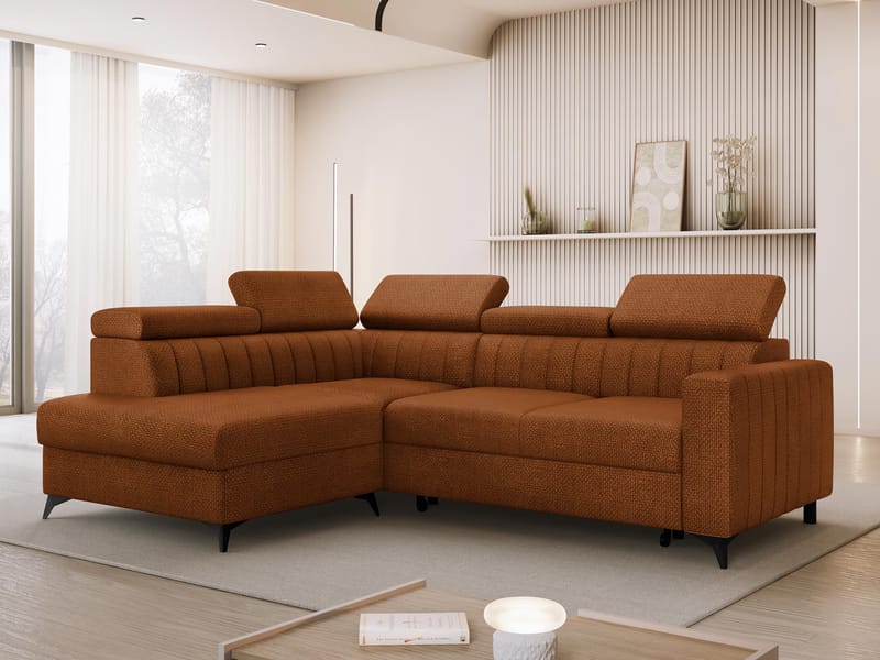 Milano 4-sits Bäddsoffa schäslong vänster med förvaring - brun - Möbler - Soffa - Bäddsoffa