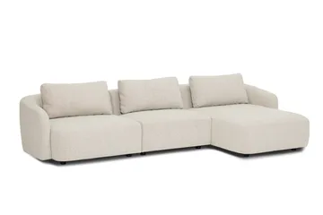 Milano 5-sits Rundad Högervänd L-soffa med Låg Rygg i Beige Boucle - Beige - Möbler - Soffa - Divansoffor & schäslongsoffa
