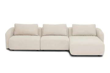 Milano 5-sits Rundad Högervänd L-soffa med Låg Rygg i Beige Boucle - Beige - Möbler - Soffa - Divansoffor & schäslongsoffa