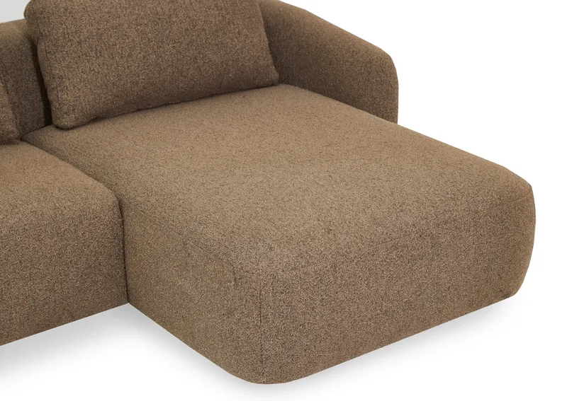 Milano 5-sits Rundad Högervänd L-soffa med Låg Rygg i Brun Boucle - Brun - Möbler - Soffa - Divansoffor & schäslongsoffa