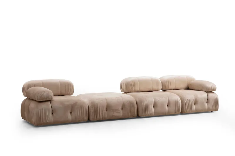 Belgin Högermodul / Fåtölj 95 cm med fasta armstöd och repdetaljer - Beige - Möbler - Soffa - Modulsoffor - Övriga moduler till modulsoffa