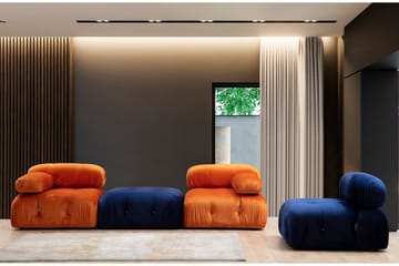 Belgin Högermodul / Fåtölj 95 cm med fasta armstöd och repdetaljer - Orange - Möbler - Soffa - Modulsoffor - Övriga moduler till modulsoffa