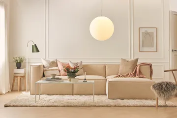Cubo 1-sits  Rektangulär Fotpallsmodul i Tyg 80 cm bred - Beige - Möbler - Soffa - Modulsoffor - Övriga moduler till modulsoffa